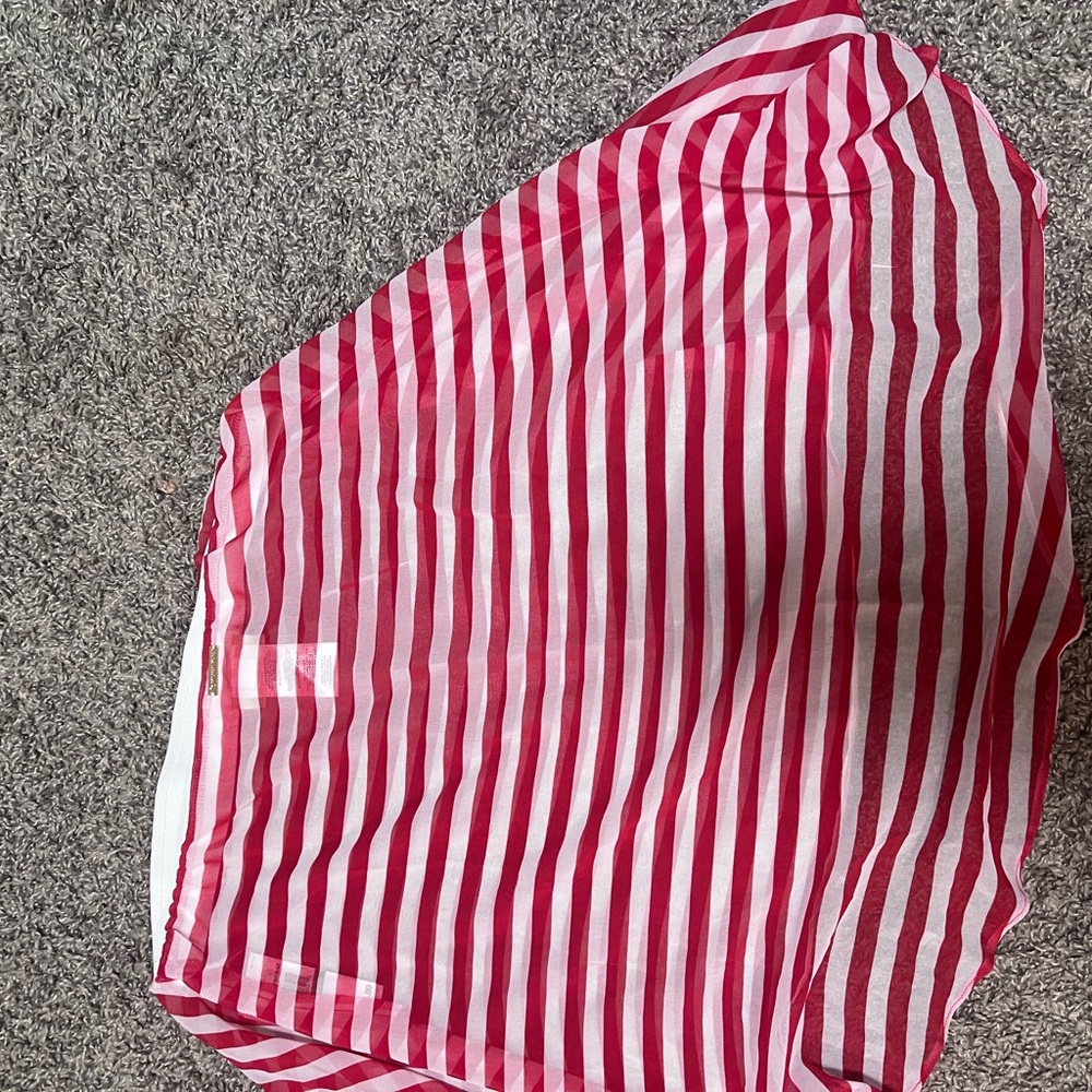 Michael Kors Red and White Striped Swim Coverup